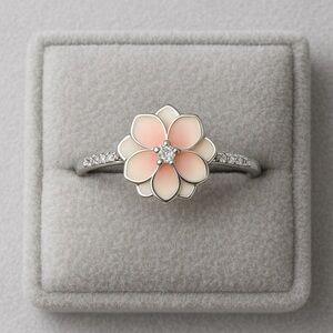 Pandora Magnolia Bloom Flower Ring | Clear CZ 925 Silver EUC 6.5 #347